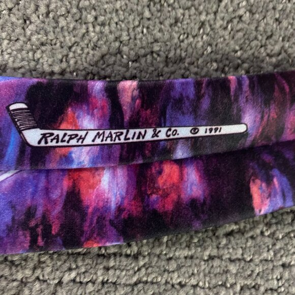 Vintage 90s Calgary Flames Necktie Ralph Marlin Neck Tie Made in USA Hockey NHL - Picture 6 of 7